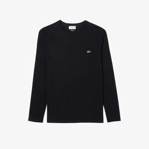 Lacoste Men's Long Sleeve Prima Cotton T-Shirt in Black Size Medium